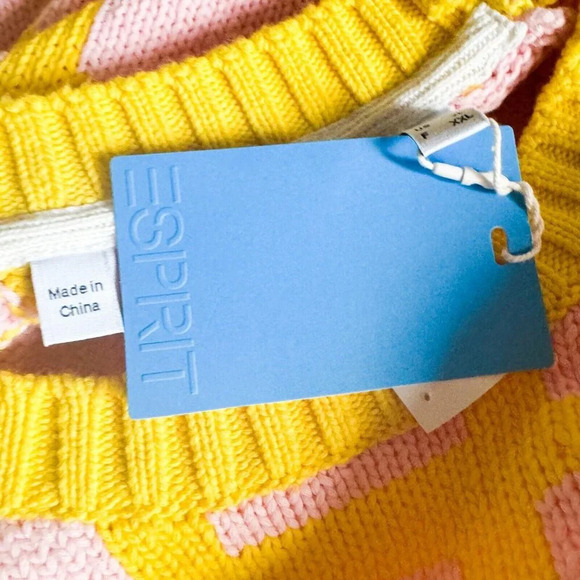 Espirit Pink Yellow Plaid Preppy Men's Sweater XL - Picture 10 of 10